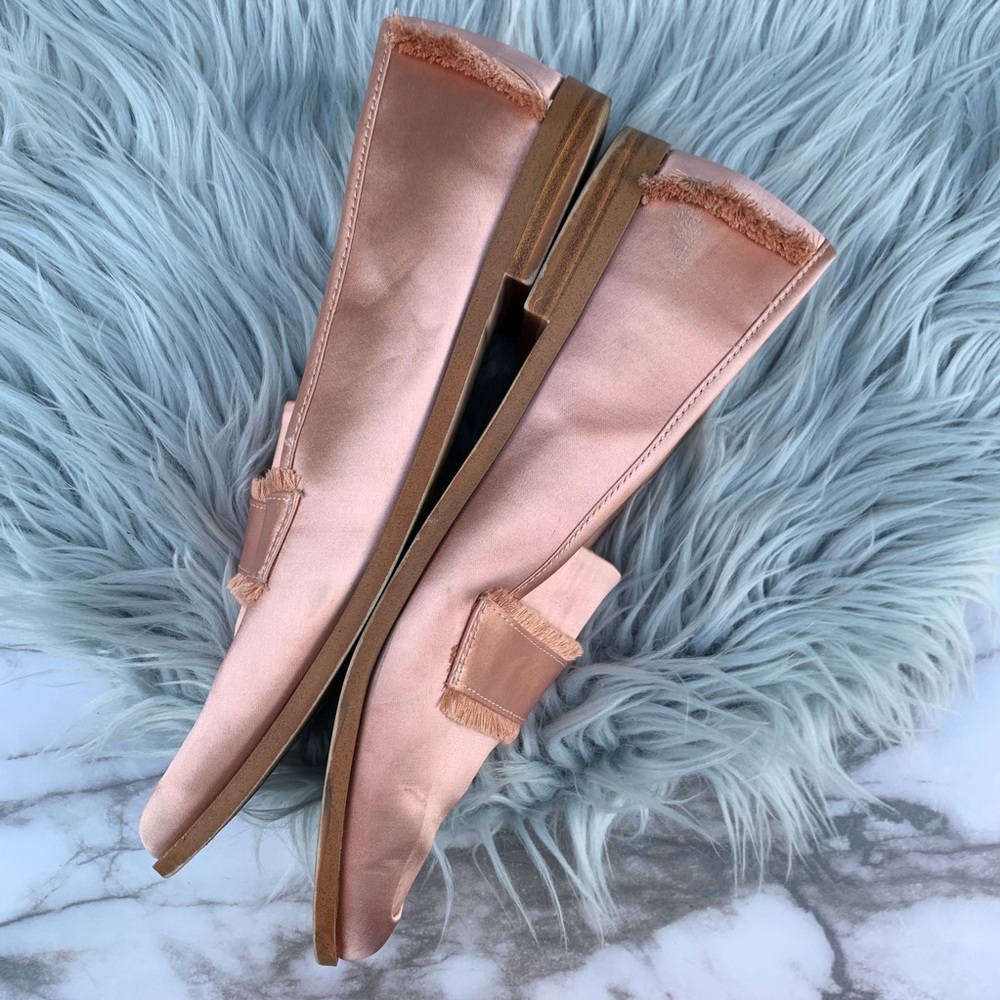 SOLD✨ZARA satin pink frayed Loafer flat - Picture 4 of 8